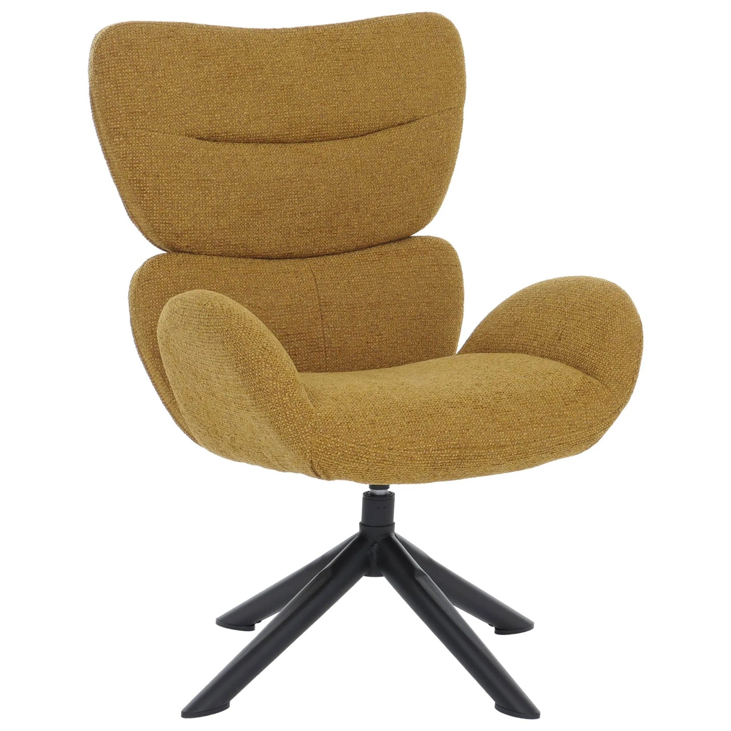 MCW Loungestuhl Q53 Drehbar Metall Chenille Senfgelb