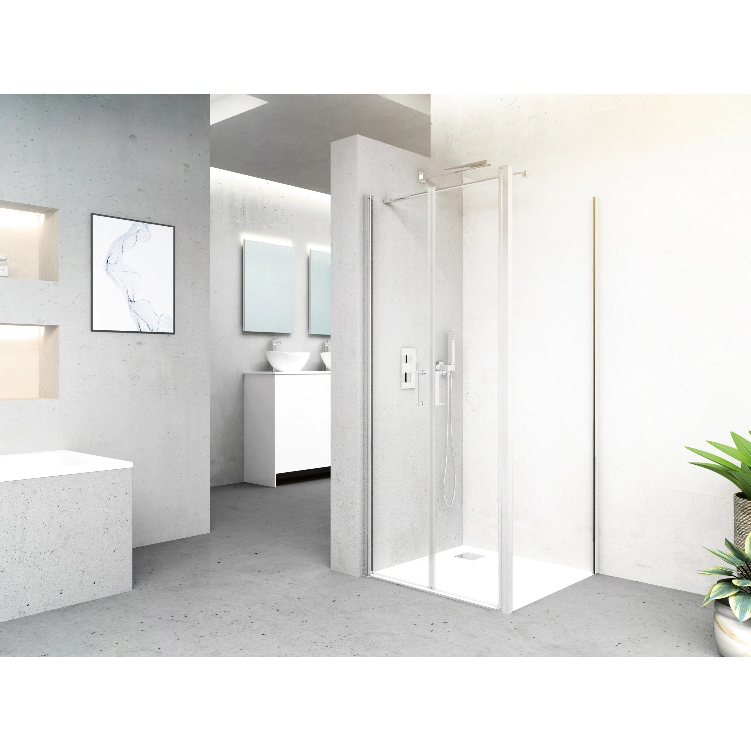 baliv Dusch-Pendeltür DUK-90.61P, 90 cm, Chrom, für Eckdusche, U-Form und Nische