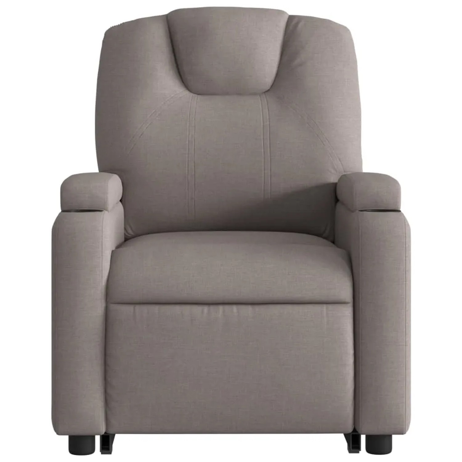 Elektrischer Massagesessel mit Aufstehhilfe, taupefarbener Stoff. Relaxsessel für Senioren mit Vibrationsmassage.