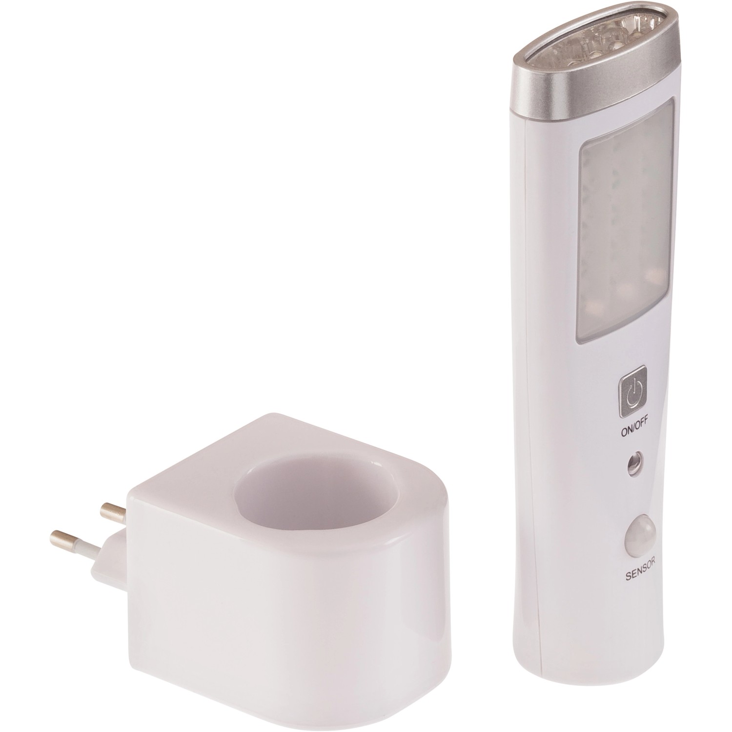 Müller-Licht LED-Nachtlicht Casto, weiß, mit Sensor und Ladestation für Steckdose.