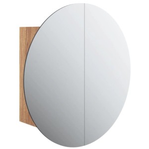 vidaXL Badezimmerschrank mit Rundem Spiegel & LED Eichen-Optik 345586
