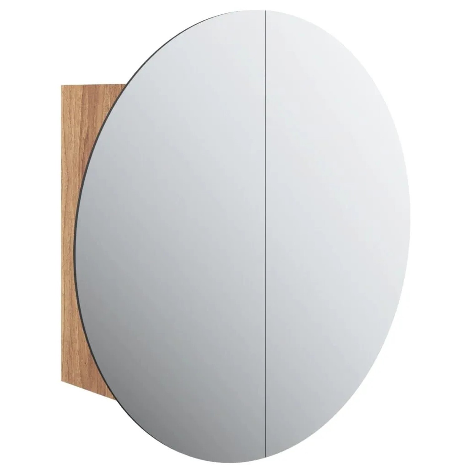 vidaXL Badezimmerschrank mit Rundem Spiegel & LED Eichen-Optik 345586