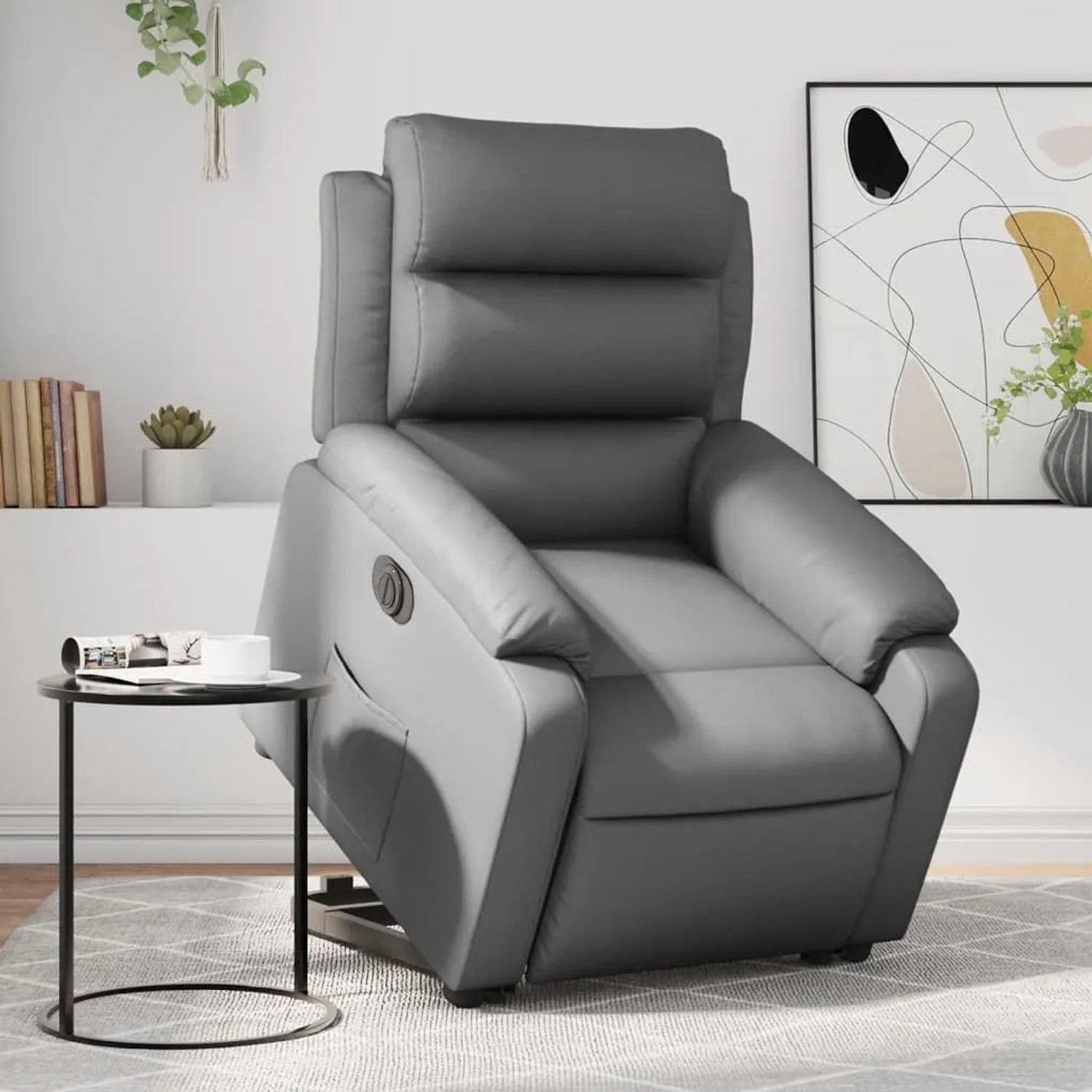vidaXL Relaxsessel mit Aufstehhilfe Elektrisch Grau Kunstleder 3205059_2