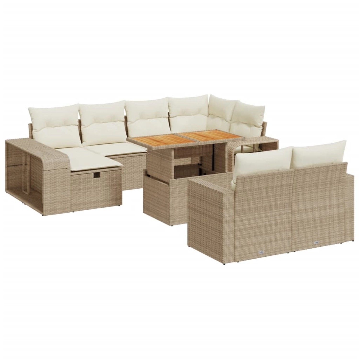 vidaXL 11-Tlg Garten-Sofagarnitur mit Kissen Beige Poly Rattan 3276514 günstig online kaufen