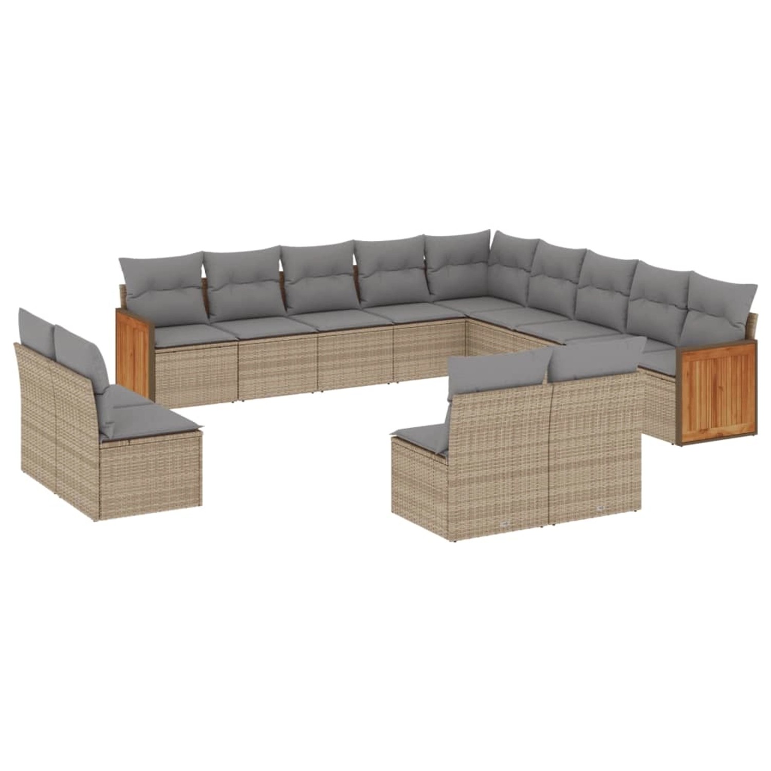 vidaXL 13-Tlg Garten-Sofagarnitur mit Kissen Beige Poly Rattan 3260568 günstig online kaufen