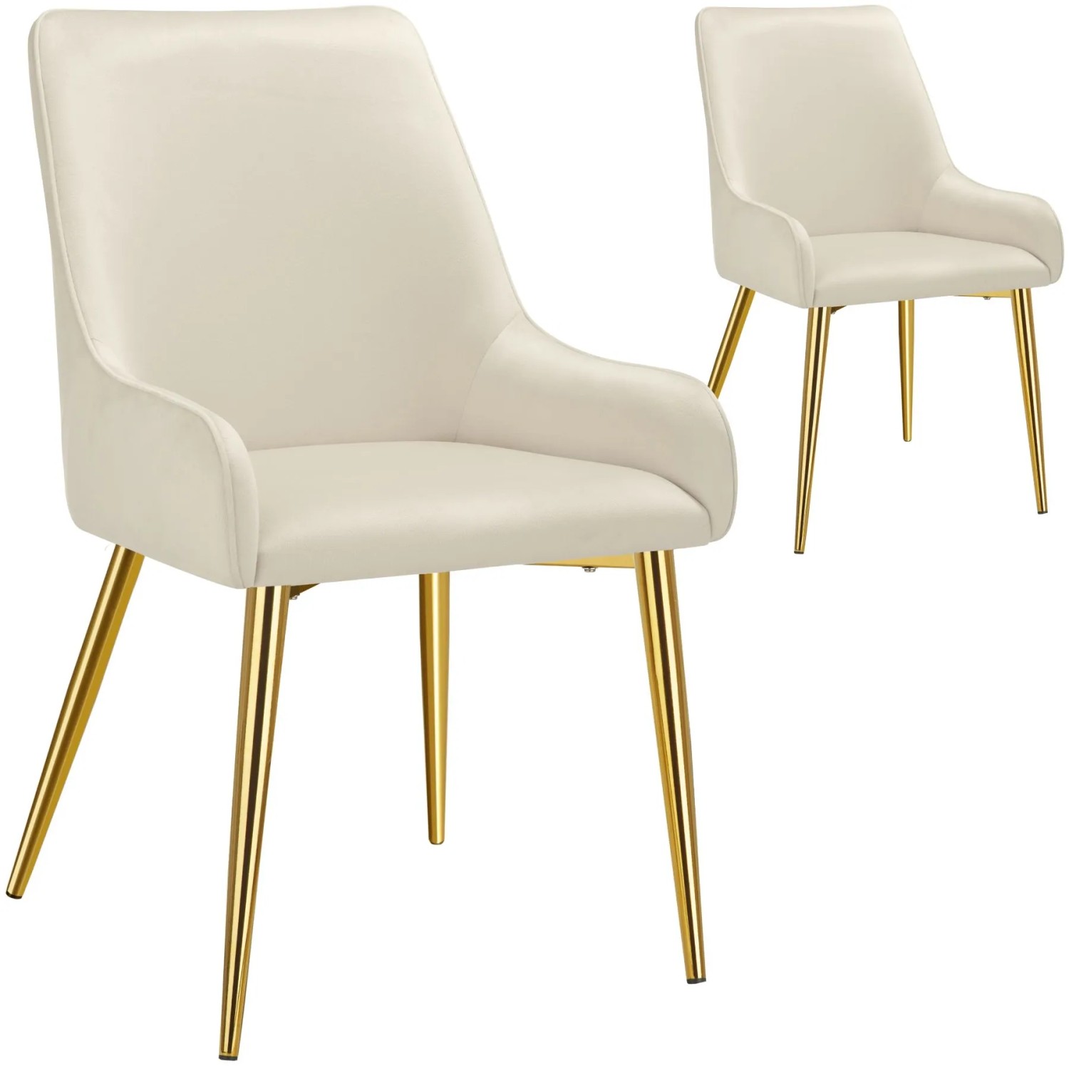 Tectake Polsterstuhl  Avane In Samtoptik  Gepolstert Ergonomische Form Mit Hoher Rückenlehne  2Er Set 61 x 52 x 89 cm Beige