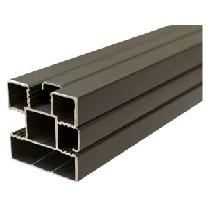 Anthrazitfarbener T&J Aluminium-Steckzaunpfosten, 6,8x6,8x270 cm, für Zaunbau & Sichtschutz.