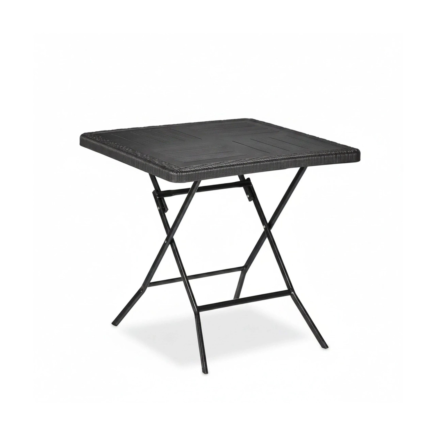 Relaxdays Gartentisch Kunststoff Stahl Schwarz Holzoptik Klappbar 74 cm x 78 cm x 78 cm 7 kg