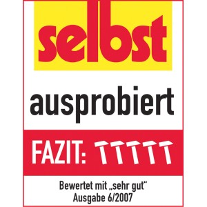 Siegel "selbst ausprobiert" für Wolf-Garten Universal-Streuer, Ausgabe 6/2007, bewertet mit "sehr gut".