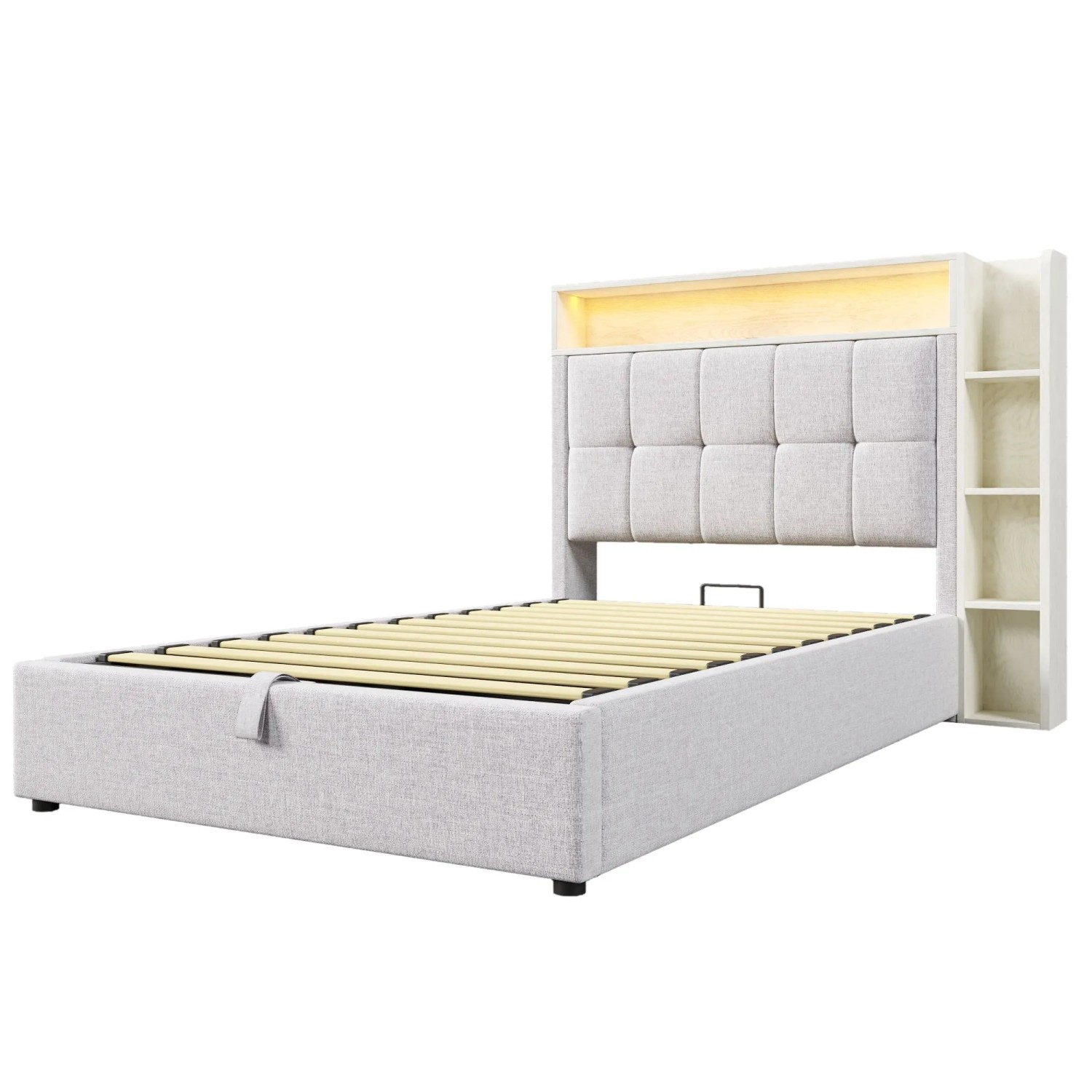 okwish Polsterbett 90x200cm mit USB C Ladefunktion Kinderzimmer Beige ohne Matratze