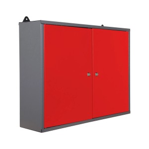 Werkstattschrank in Grau/Rot mit zwei abschließbaren Türen als Teil des Ondis24 Werkstatt Sets.