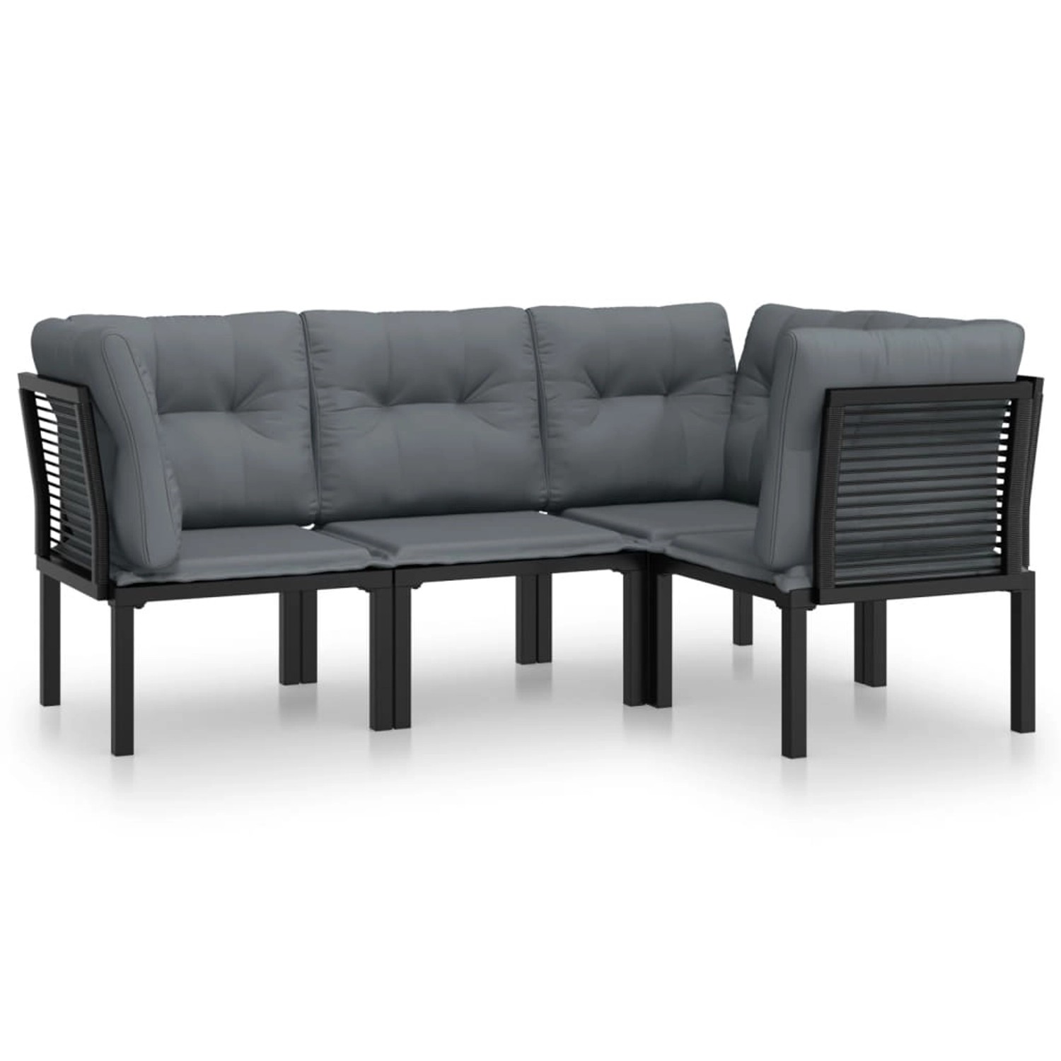 Vidaxl 4-tlg. Garten-lounge-set Schwarz Und Grau Poly Rattan günstig online kaufen