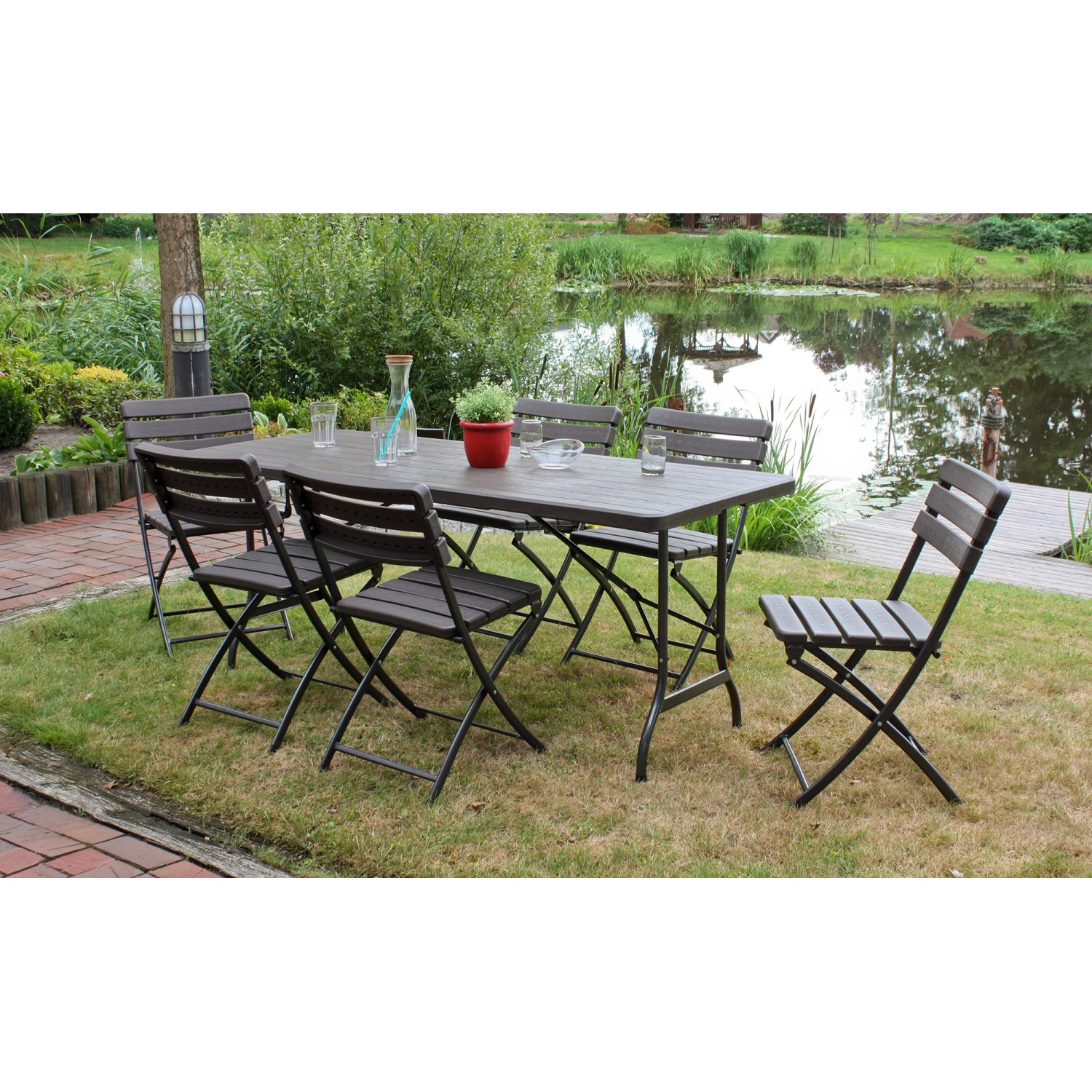 Garden Pleasure Gartentisch Tabora Rechteckig Braun 180 cm x 74,5 cm