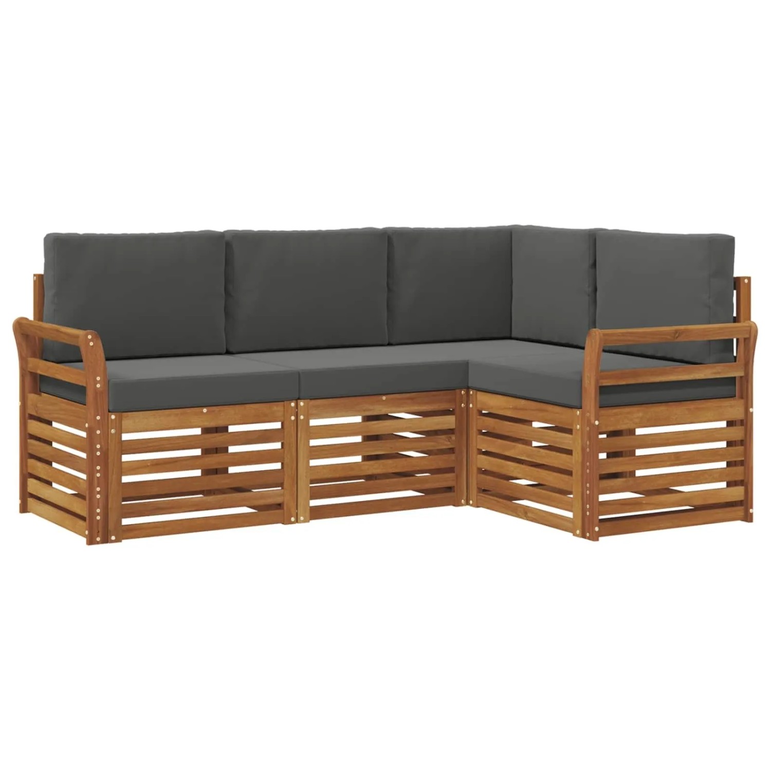 vidaXL Sofagarnituren 4 Tlg Natur und Anthrazit Massivholz Akazie 3374732