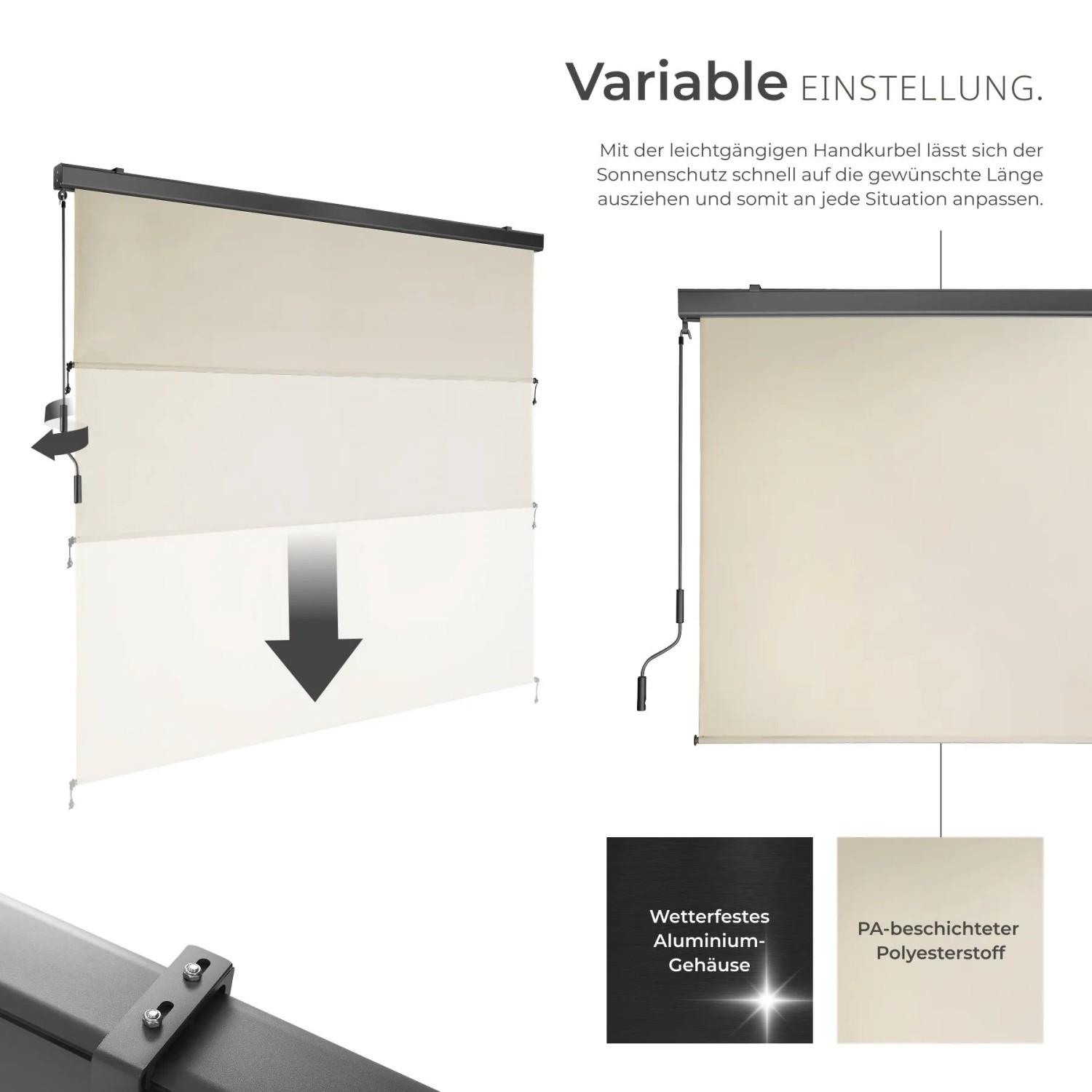Tectake Senkrechtmarkise Eloise Verschiedene Größen Uv Beständig und Wasserabweisend 200 x 250 cm 10 x 200 x 250 cm Beige_3