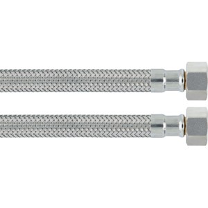 Flexibler Winkel-Anschlussschlauch, 14,9 mm (G 3/8), 800 mm, aus Edelstahl für Trinkwasserinstallation.