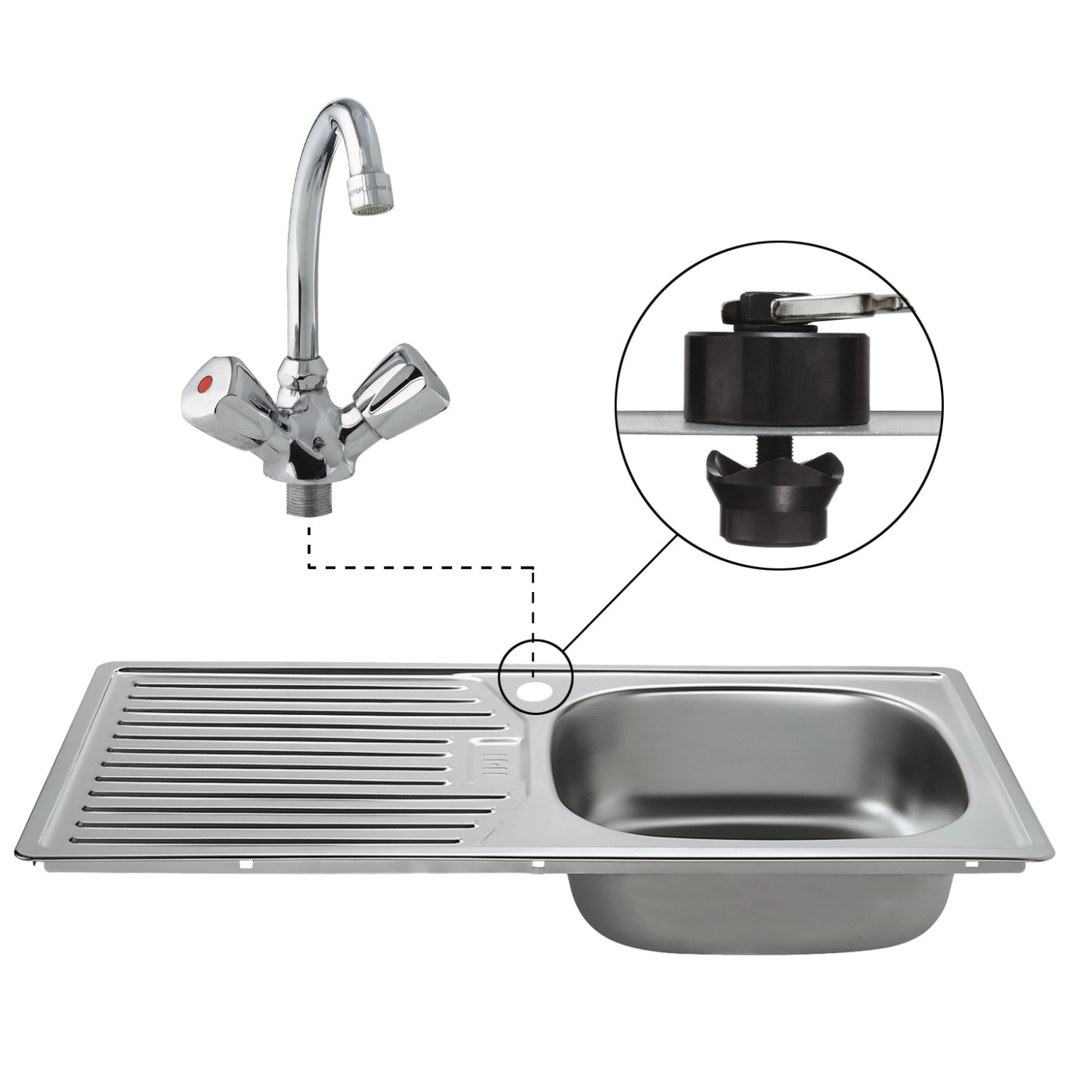 LUX Schraublocher 28 mm Comfort zum Stanzen von Armaturenlöchern in Spülbecken.