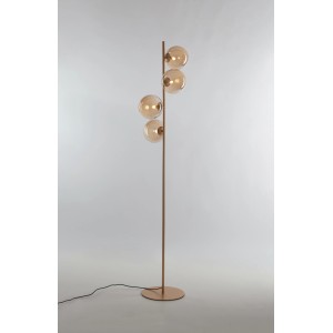 Eco-Light Stehleuchte Neptun, Messing/Champagner, 4-flammig. Design-Stehlampe mit Glaskugeln.