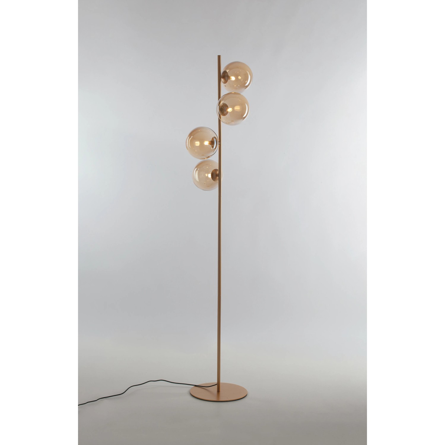 Eco-Light Stehleuchte Neptun, Messing/Champagner, 4-flammig. Design-Stehlampe mit Glaskugeln.