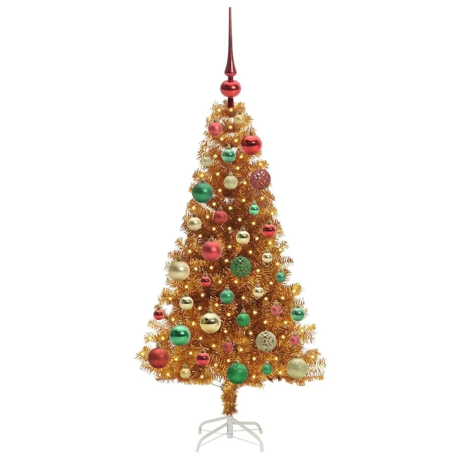 vidaXL Weihnachtsbaum mit 150 LEDs mit Ständer Gold 120 cm PET 3396611