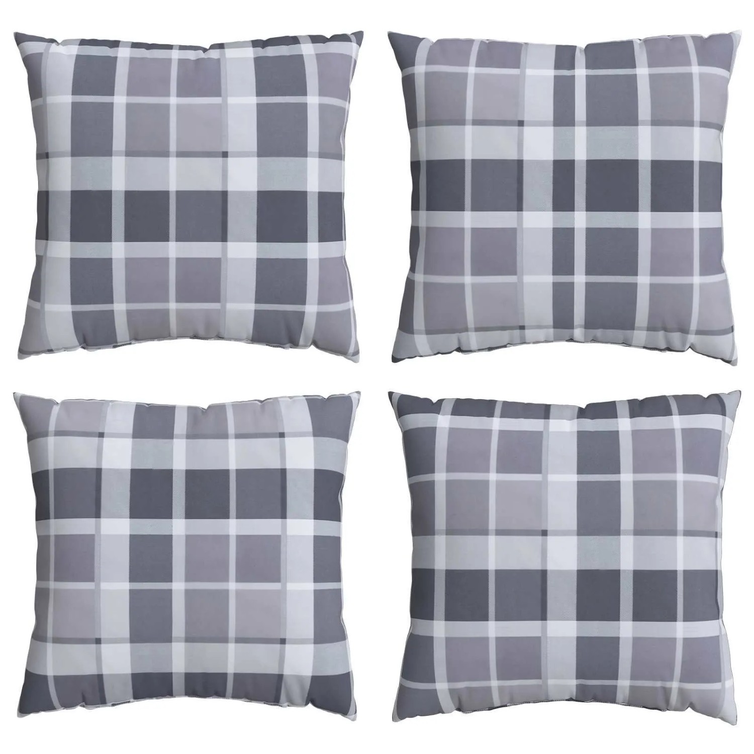 vidaXL Kissen für Draußen Kariert 4 Stk Grau Kariert 60 x 60 cm Stoff 377798