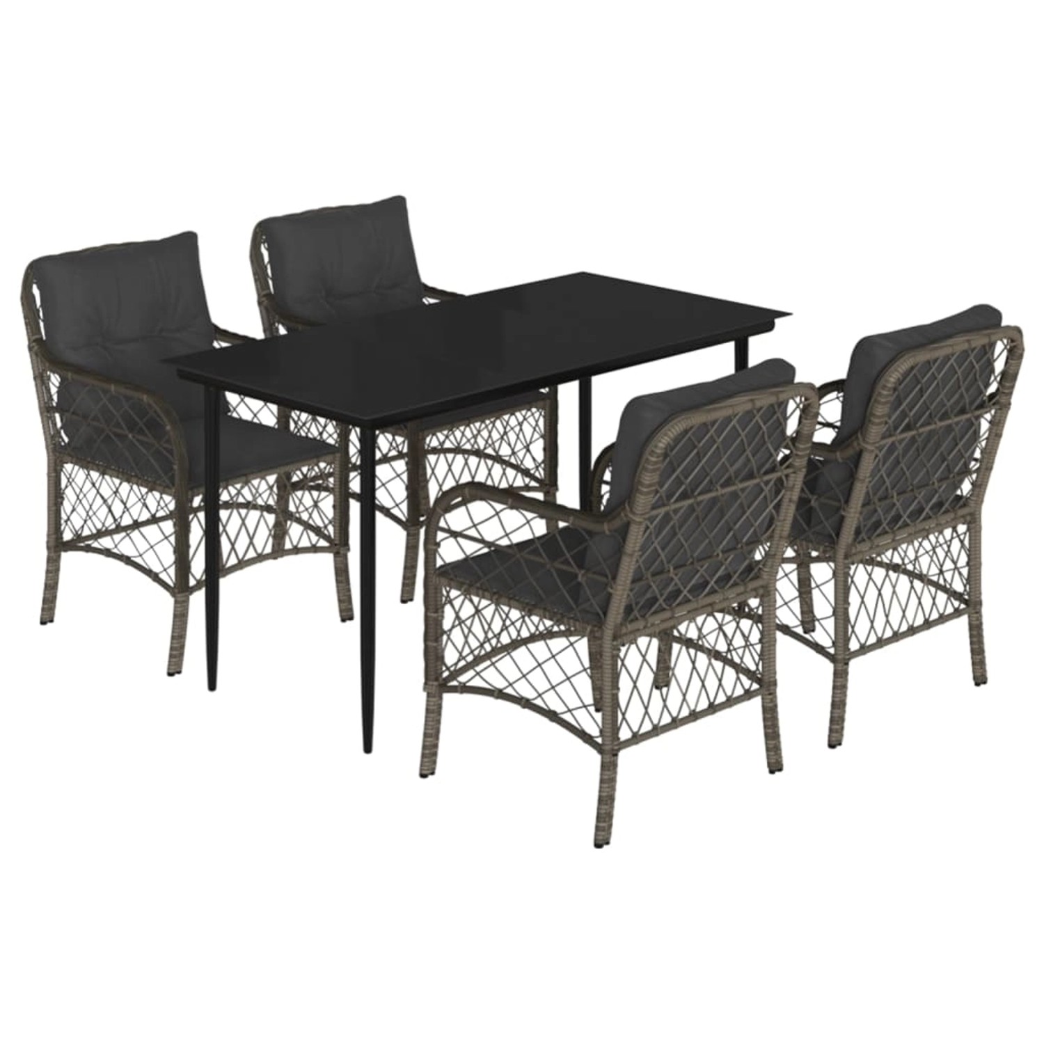 vidaXL 5-Tlg Garten-Essgruppe mit Kissen Grau Poly Rattan 3212126 günstig online kaufen