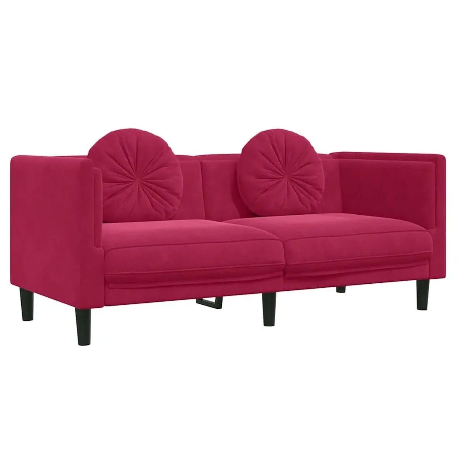 vidaXL Sofa mit Kissen 2-Sitzer Weinrot Samt 372636