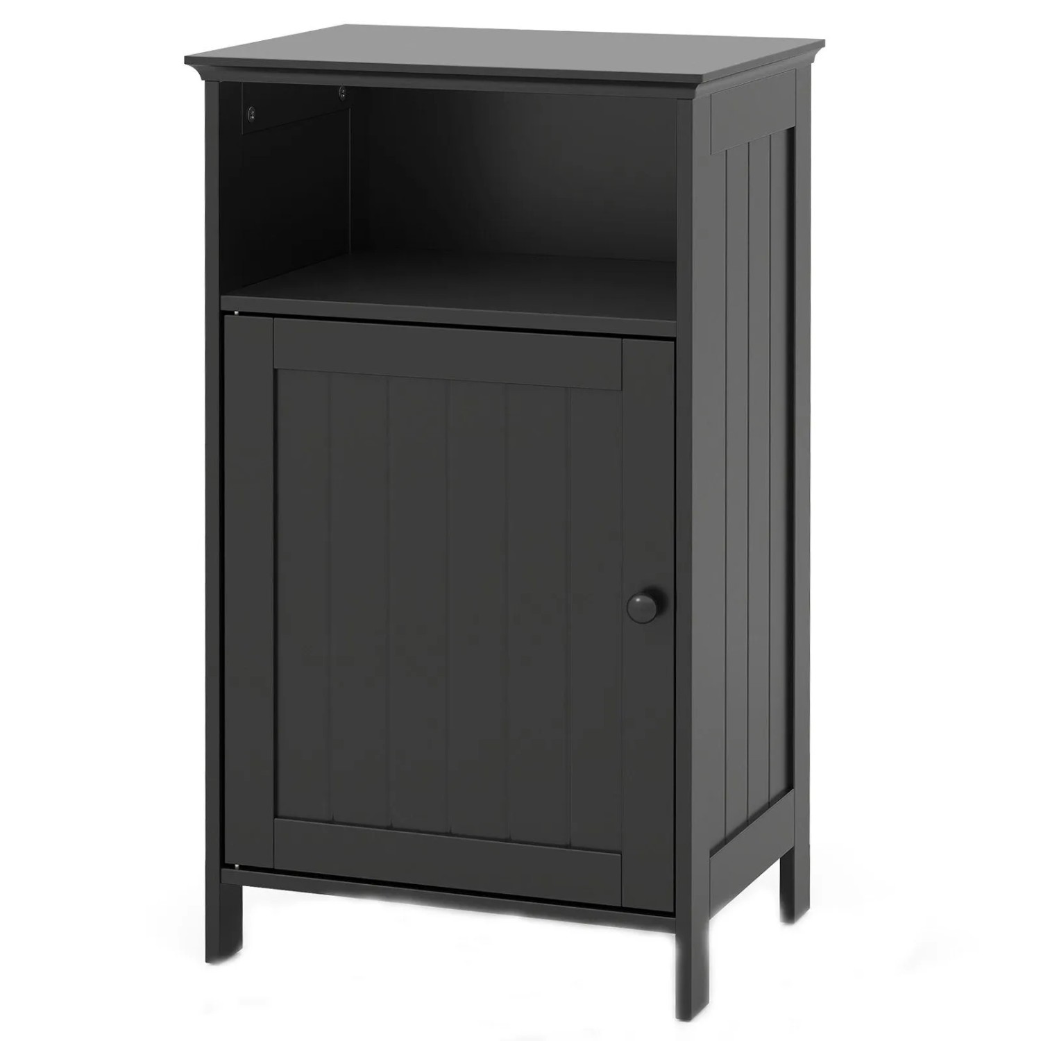 Costway Badschrank mit Tür und Regal Schwarz 40 x 30 x 70 cm