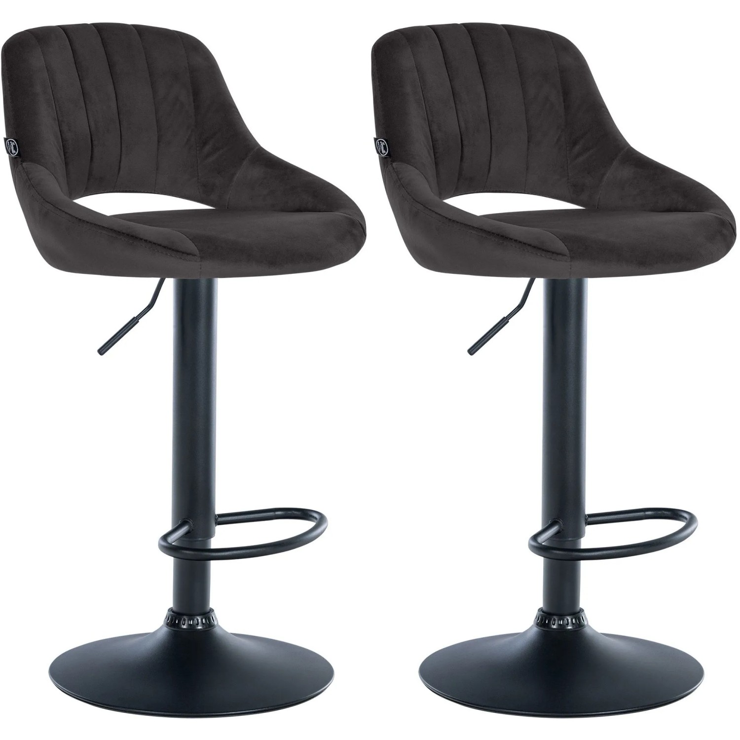 DELUKE 2er Set Barhocker SEGAD Samt Schwarz 47x48x85cm Schwarz Barstuhl Mit Lehne Tresenhocker Tresenstuhl