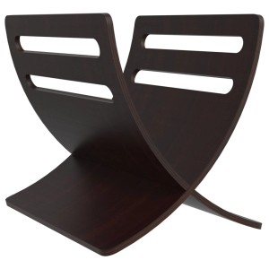 Freistehender, brauner vidaXL Zeitungsständer aus Holz für Garderobe oder Wohnzimmer.