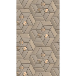 PROFHOME Fototapete mit geometrischem Muster in Grau, Taupe und Bronze.