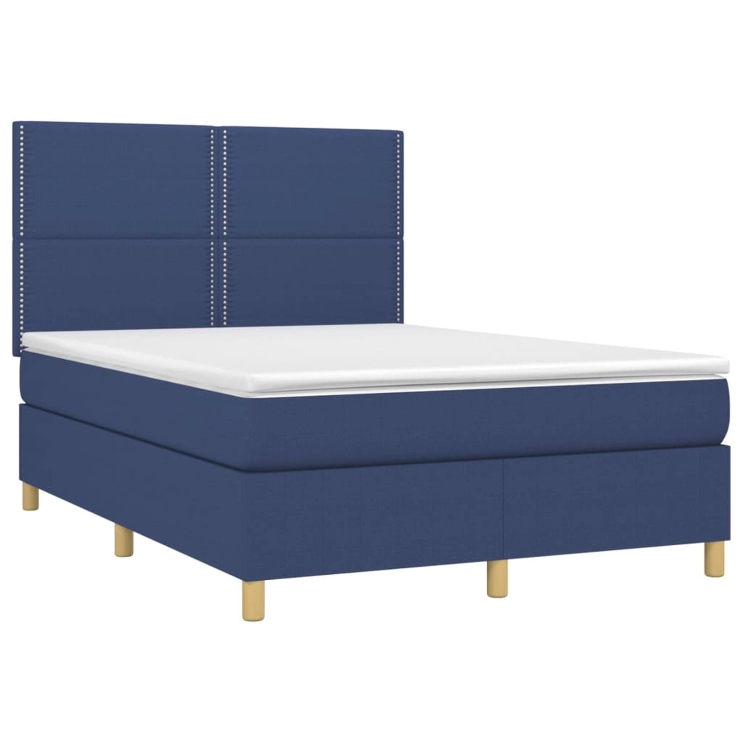 vidaXL Boxspringbett mit Matratze & LED Blau 140x200 cm Stoff 3135363 günstig online kaufen
