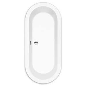 Freistehende, ovale Steinkamp Badewanne, 180x80 cm, in mattem Weiß. Acryl-Badewanne mit Ab- und Überlaufgarnitur.