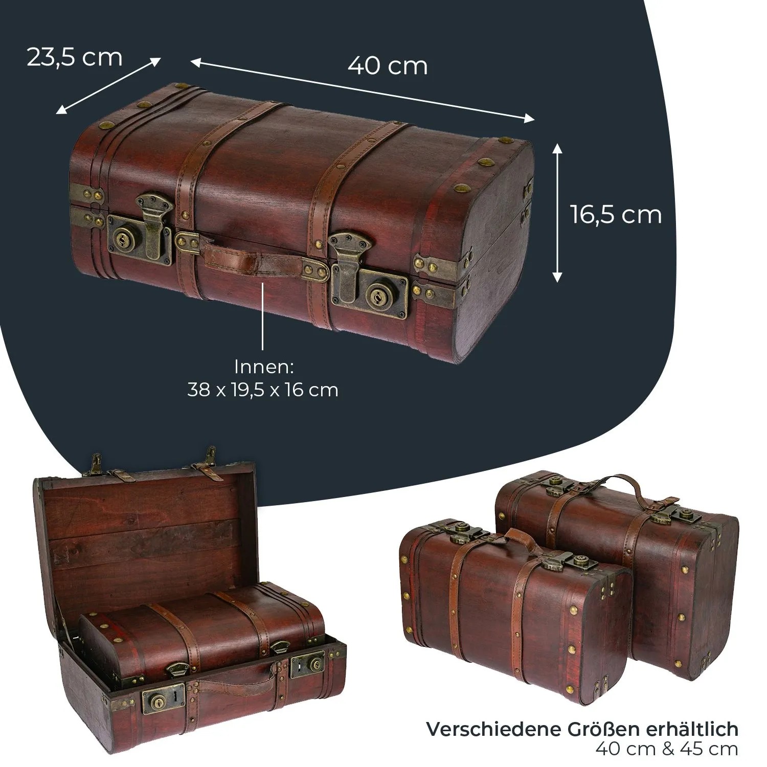 HMF Holztruhe Peru im Vintage-Look, ideal zur Aufbewahrung und als Deko-Objekt.
