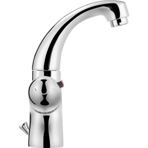 baliv Thermostat-Waschtischarmatur WT-200 Chrom mit hohem Auslauf und zwei Drehreglern.