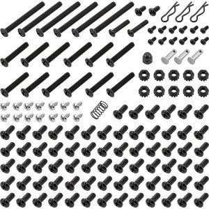 Jamestown Schrauben-Set für Kombigrill Dean: Schrauben, Muttern, Federn und Bolzen in Schwarz und Silber.