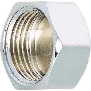 Verchromte Messing Gewinde-Kappe 14,9 mm (Rp 3/8) für Gewindefittings.