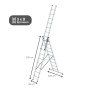 PROREGAL 3-teilige Mehrzweckleiter mit Traverse, 3x9 Sprossen, aus Aluminium.