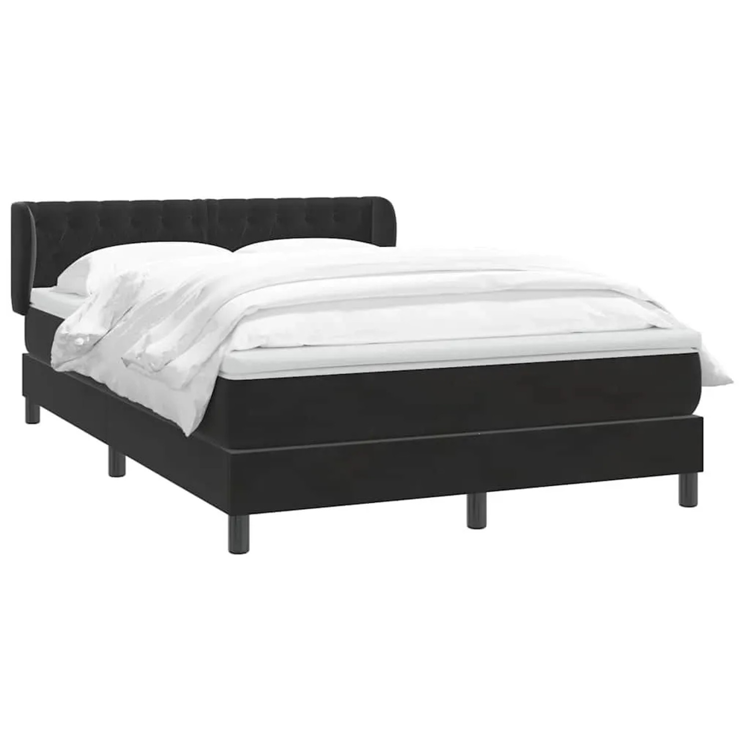vidaXL Boxspringbett mit Matratze Schwarz 160x210 cm Samt 3317783