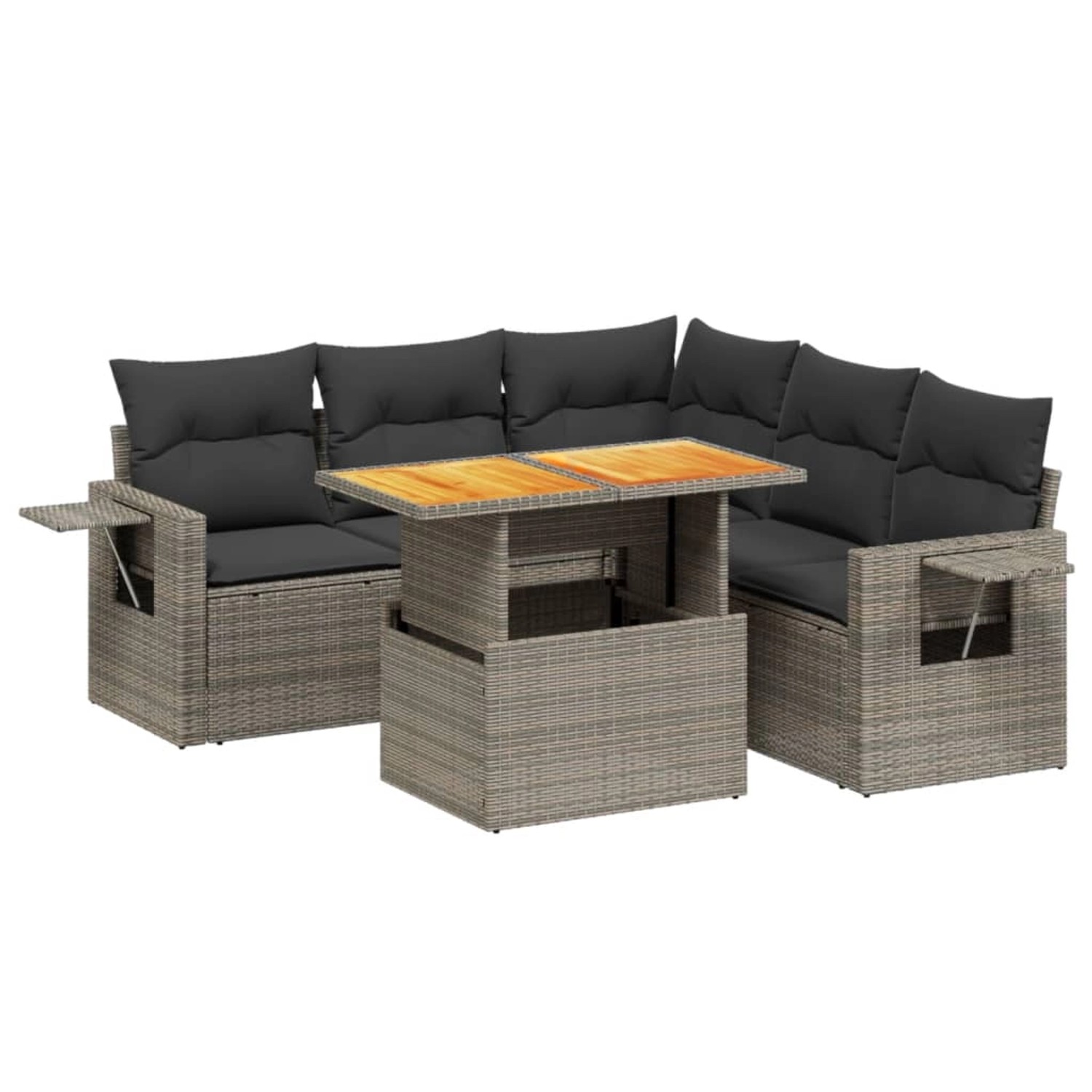 vidaXL 6-Tlg Garten-Sofagarnitur mit Kissen Grau Poly Rattan 3271753 günstig online kaufen
