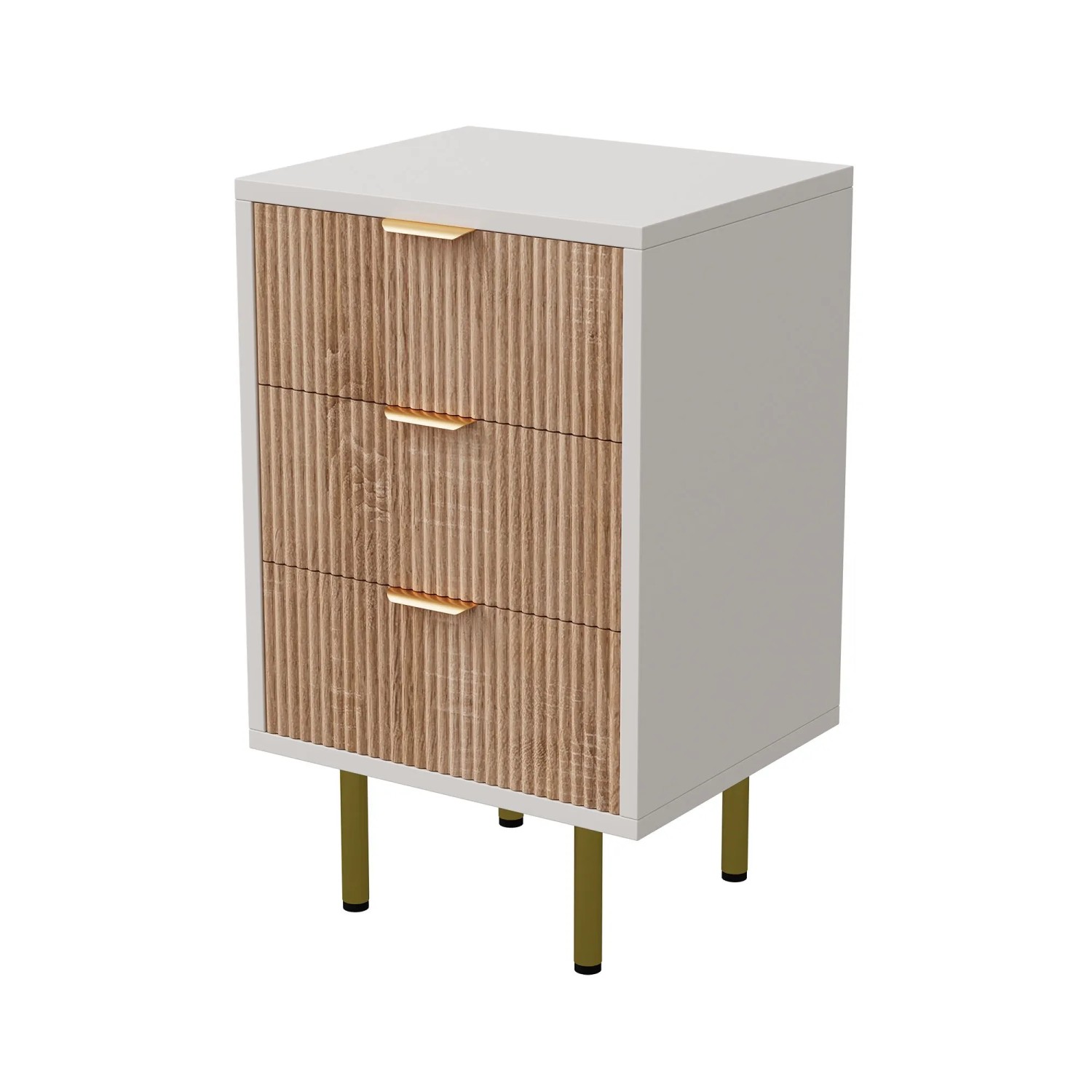 PXloue Schubladenschrank Kommode mit 3 Schubladen-Holzmaserung für Wohnzimmer und Schlafzimmer