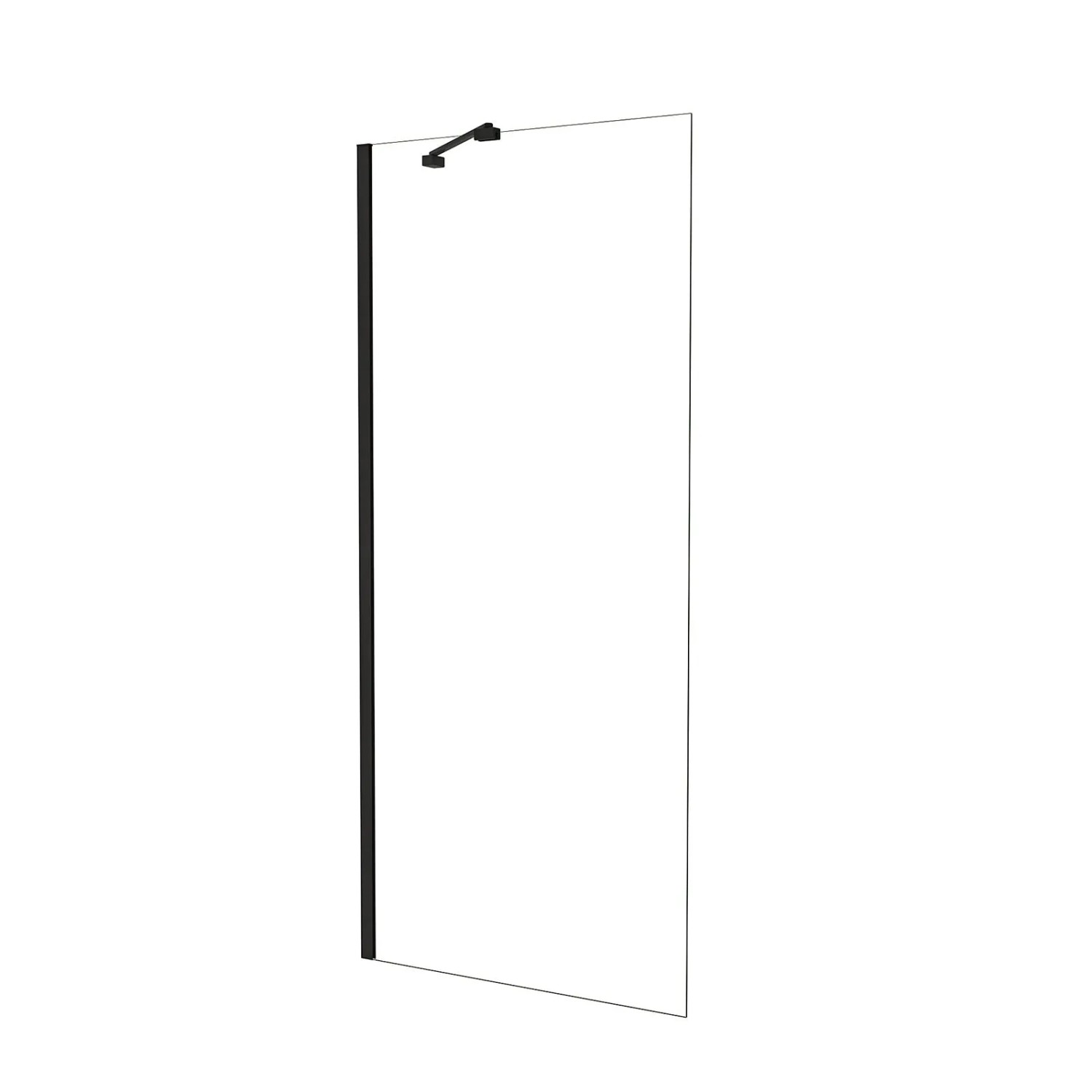 AICA Schwarz Walk In Dusche 76 x 195cm Duschwand Mit Schwarz Stabilisator 6mm NANO ESG Duschabtrennung Duschtrennwand F104B