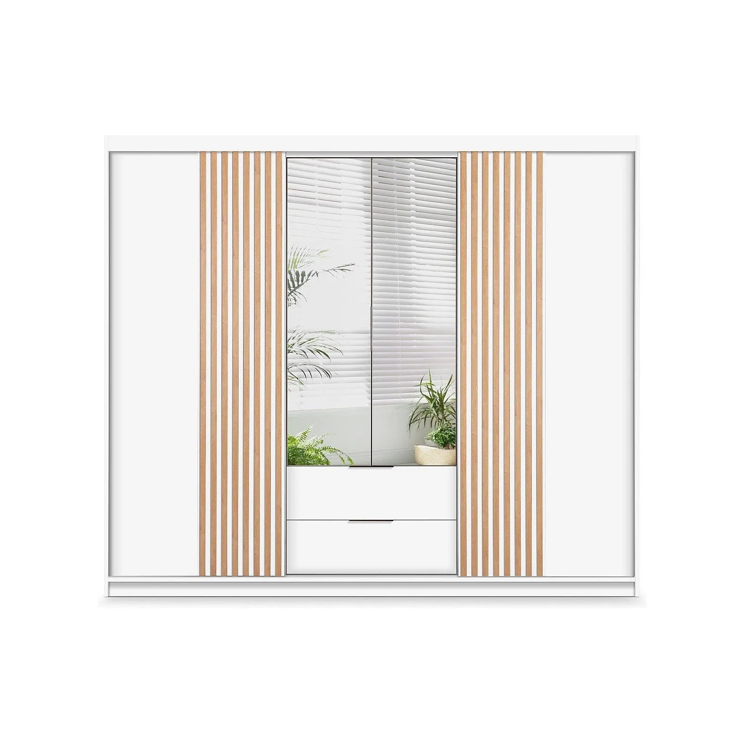 Vente-unique Kleiderschrank Sidovia Naturfarben Hell  Weiß 250 cm