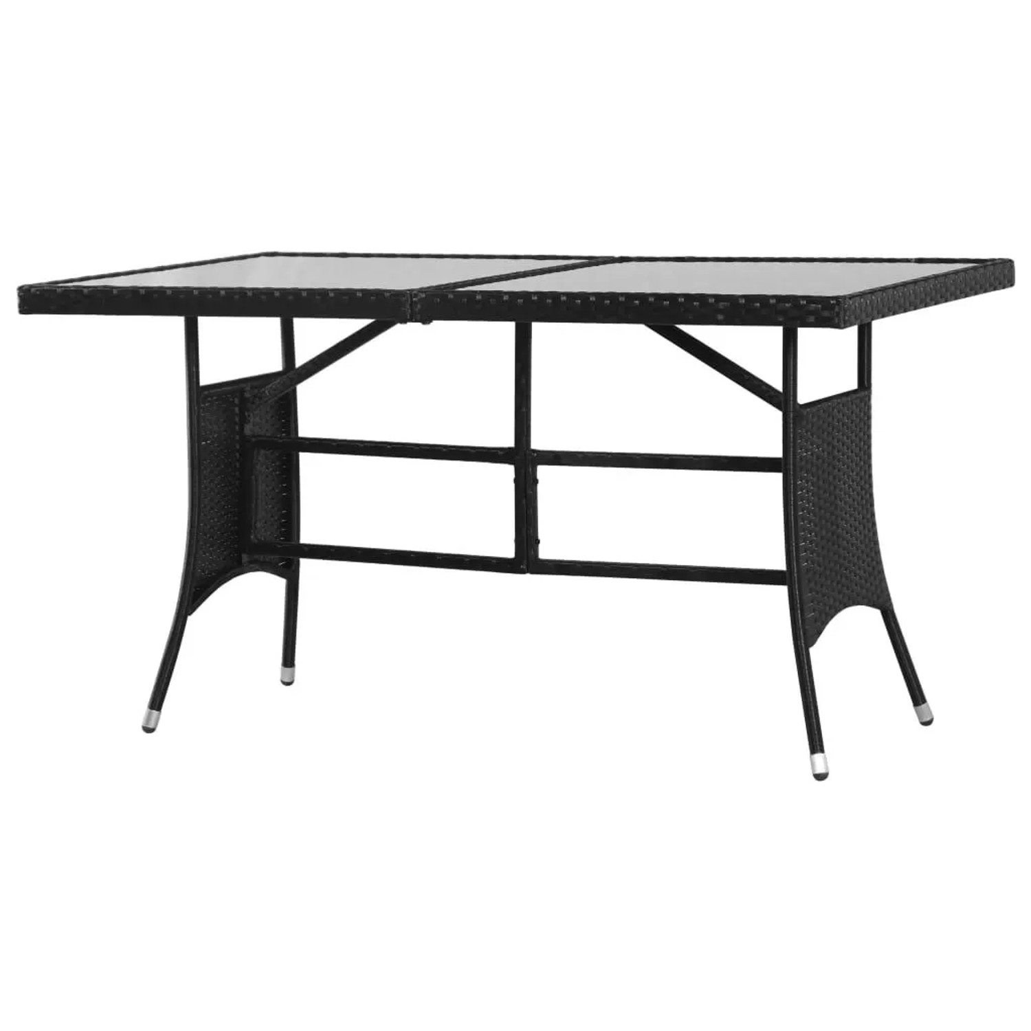 Furnicato Gartentisch Schwarz 140 X 80 X 74 Cm Poly Rattan