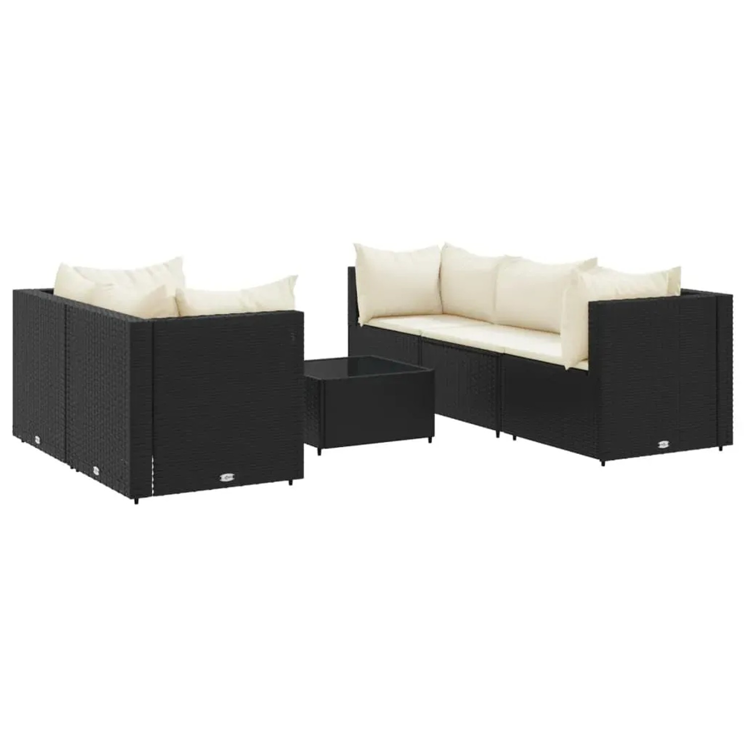 vidaXL 6-Tlg Garten-Lounge-Set mit Kissen Schwarz Poly Rattan 3308016