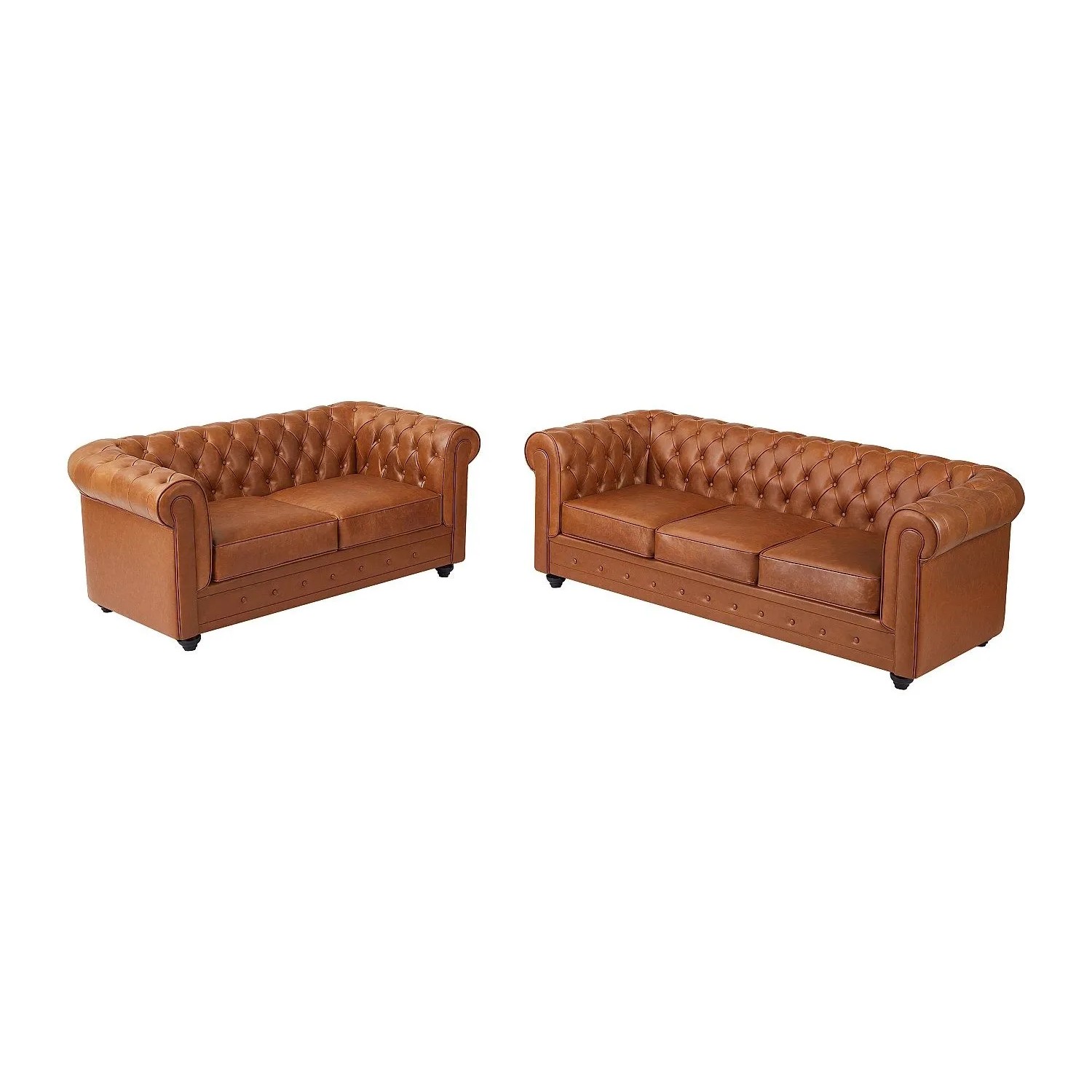 Vente-unique Couchgarnitur Chesterfield Camel 165 cm  205 cm