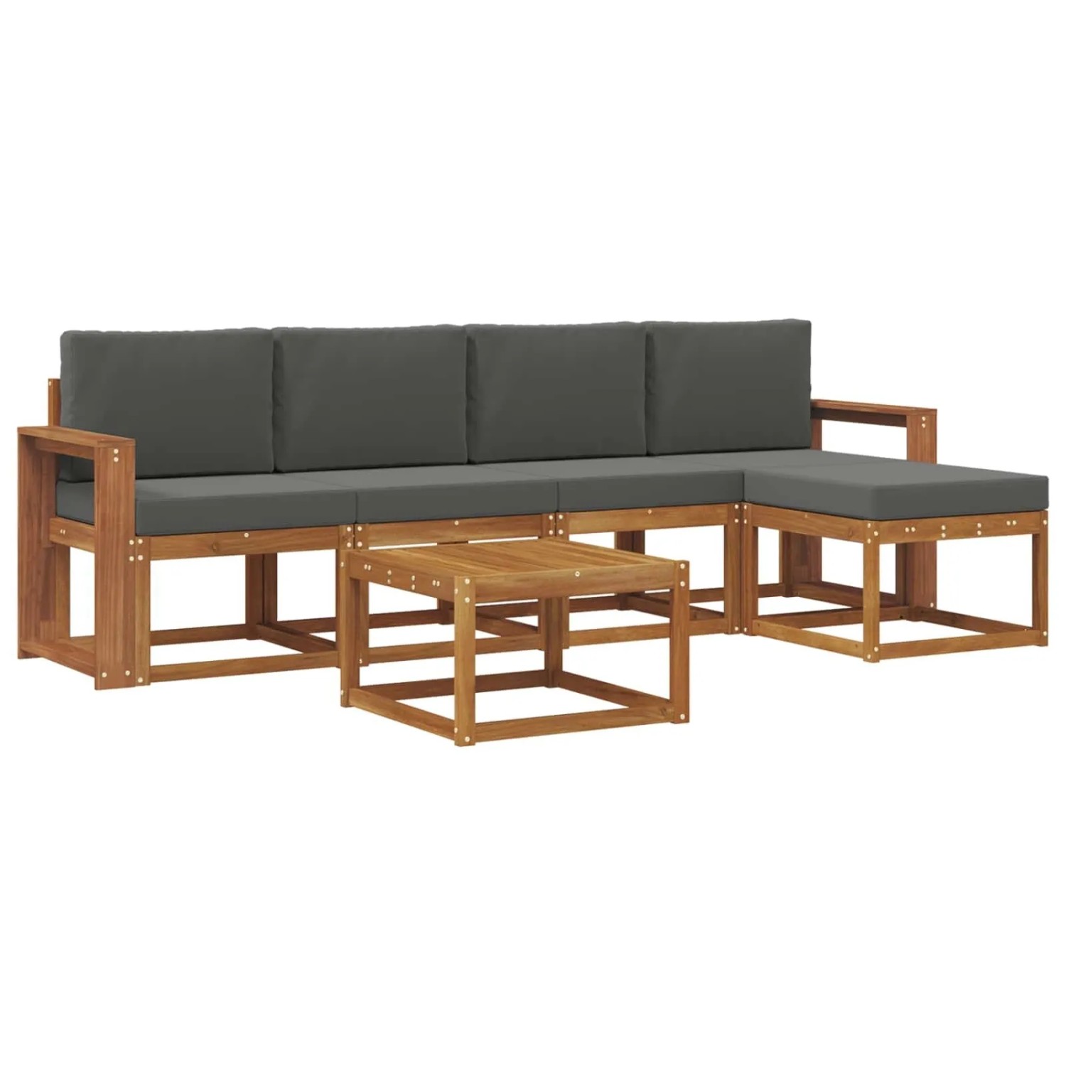 vidaXL Outdoor-Sofagarnitur mit Kissen 6 Stk Natur und Anthrazit 3366295