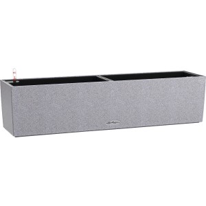 Lechuza Balconera Stone 80, steingrauer Blumenkasten mit Bewässerungssystem, 79x19cm.