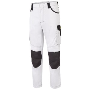 Hans Schäfer Workwear Bundhose Argos, Gr. 48, weiß-schwarz. Arbeitskleidung mit Taschen und Knieverstärkung.