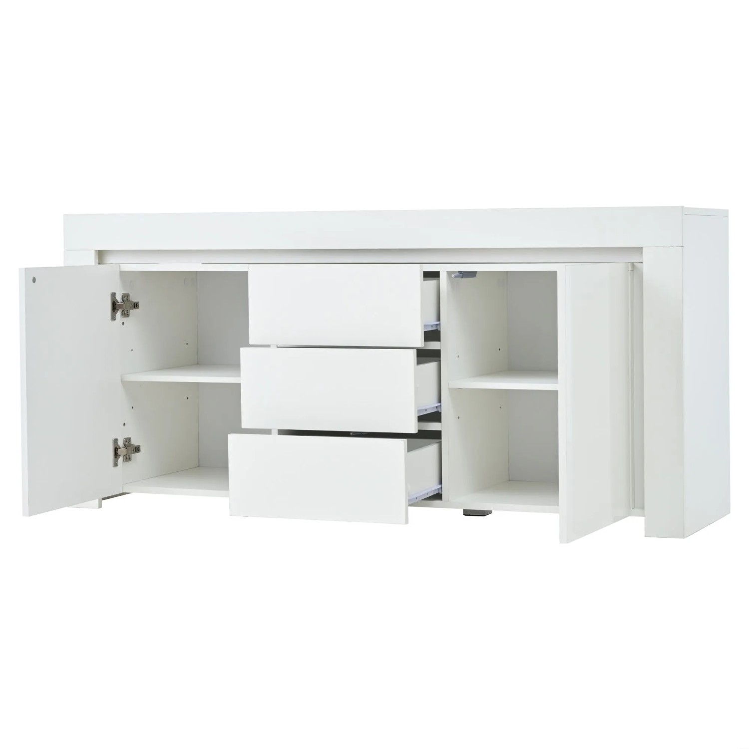 okwish Sideboard mit LED Hochglanz Wohnzimmer 140x40x65 cm Weiß